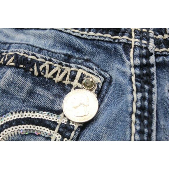 Rock Revival Charlotte Jeans Women's 26x30 Easy Boot Bling Rhinestone pockets - Picture 2 of 12